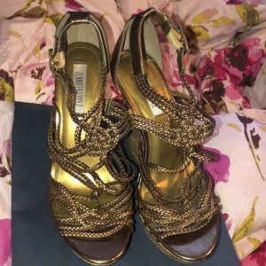 Jennifer Lopez Telabronze Strappy Braided Wedge Heals